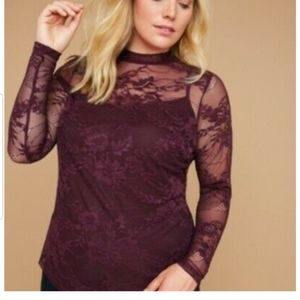 NEW, Lane Bryant, Full Lace Long Sleeve Top